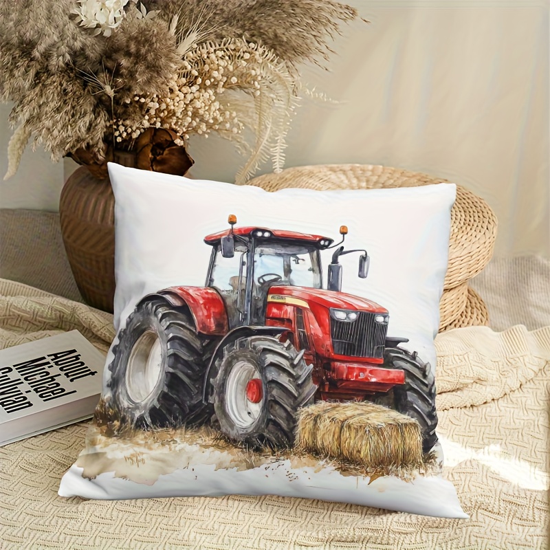 Agriculture Farming Cartoon - Sarung Bantal Motif Traktor Pedesaan untuk